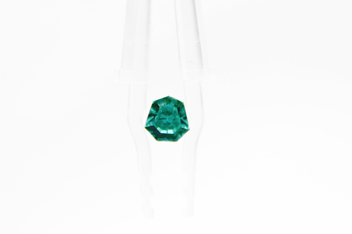 Seven-sided Shield-cut Paraiba-color Lab-grown Garnet