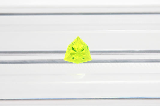 Shield-cut Trillion (broad proportions) Yellow Lab-grown Garnet