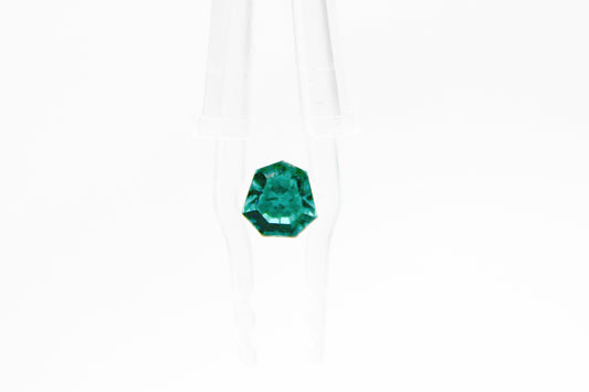 Seven-sided Shield-cut Paraiba-color Lab-grown Garnet